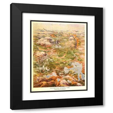 Yellowstone National Park Black Modern Wood Framed Art Print with Double Matting by Vintage Places