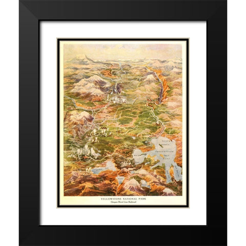 Yellowstone National Park Black Modern Wood Framed Art Print with Double Matting by Vintage Places