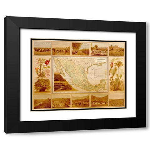 Agricultural Map of Mexico Black Modern Wood Framed Art Print with Double Matting by Vintage Maps