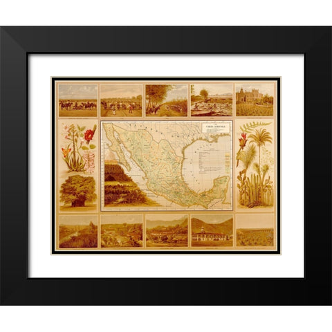 Agricultural Map of Mexico Black Modern Wood Framed Art Print with Double Matting by Vintage Maps