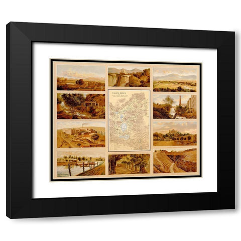 Mexican Landscapes Black Modern Wood Framed Art Print with Double Matting by Vintage Maps