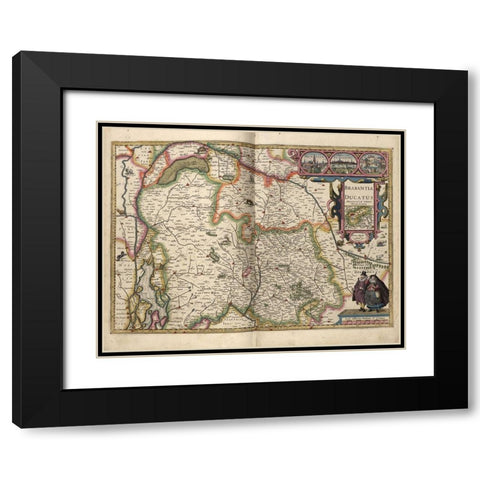 Duchy of Brabant Black Modern Wood Framed Art Print with Double Matting by Vintage Maps