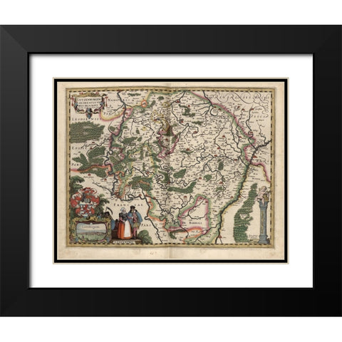 Map of Luxembourg Black Modern Wood Framed Art Print with Double Matting by Vintage Maps