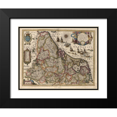 Map of Picardy France Black Modern Wood Framed Art Print with Double Matting by Vintage Maps