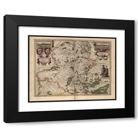 Maps of Hainot Belgium Black Modern Wood Framed Art Print with Double Matting by Vintage Maps