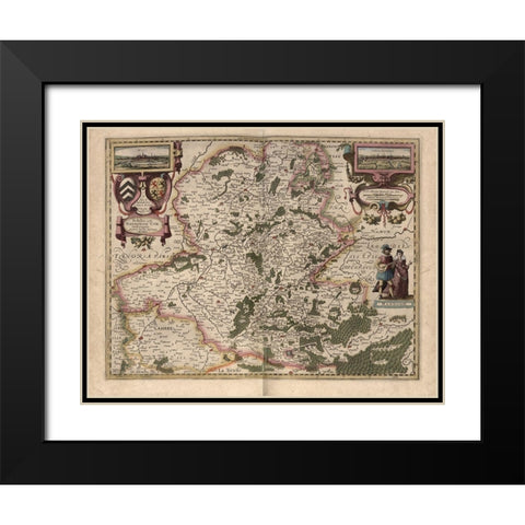 Maps of Hainot Belgium Black Modern Wood Framed Art Print with Double Matting by Vintage Maps