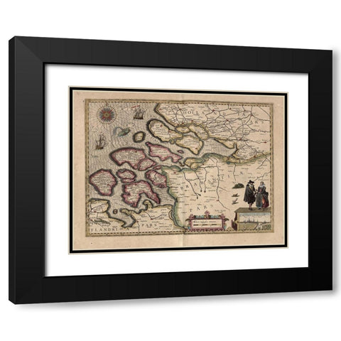 Map of Holland Black Modern Wood Framed Art Print with Double Matting by Vintage Maps