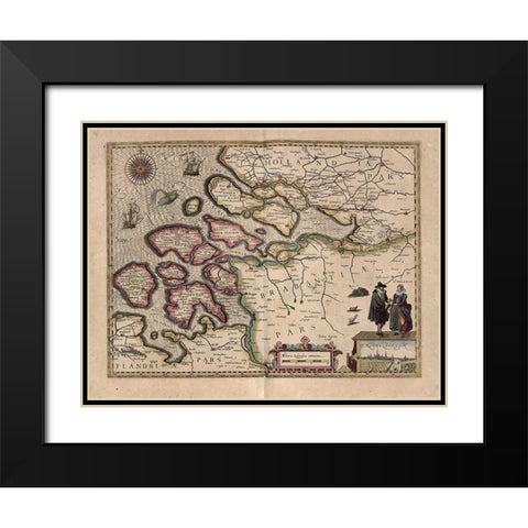 Map of Holland Black Modern Wood Framed Art Print with Double Matting by Vintage Maps