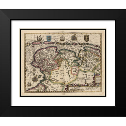 Map of the Area East of the Zuiderzee in the Netherlands Black Modern Wood Framed Art Print with Double Matting by Vintage Maps