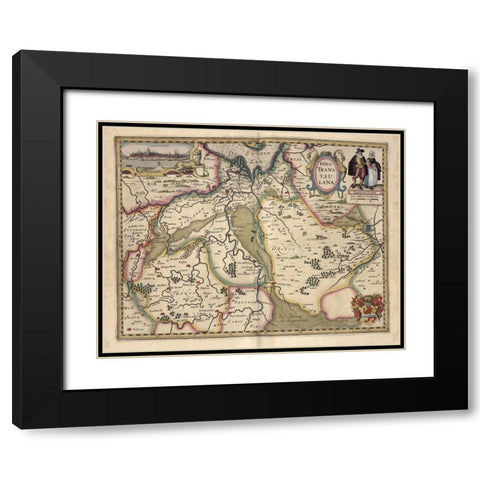 The Area around Deventer Netherlands Black Modern Wood Framed Art Print with Double Matting by Vintage Maps