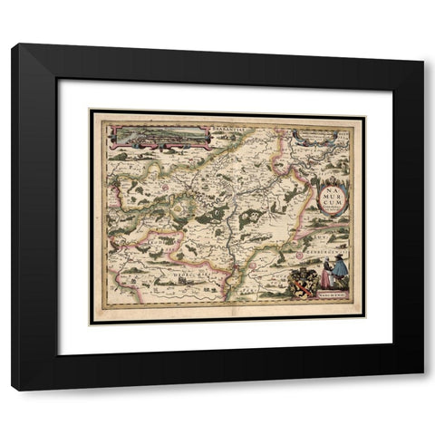 Map of Belgium and Namur Black Modern Wood Framed Art Print with Double Matting by Vintage Maps