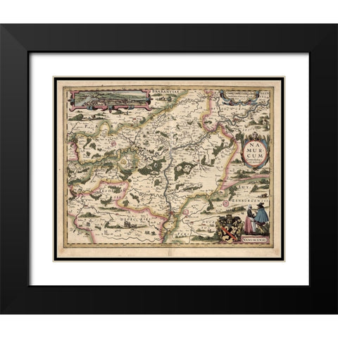 Map of Belgium and Namur Black Modern Wood Framed Art Print with Double Matting by Vintage Maps