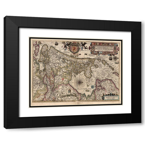 Holland and The Zuider Zee Black Modern Wood Framed Art Print with Double Matting by Vintage Maps