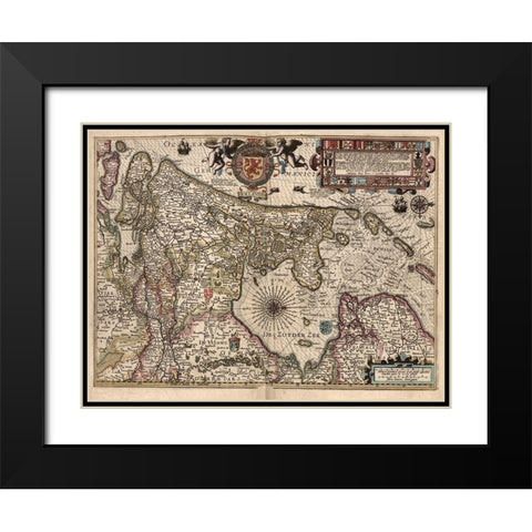 Holland and The Zuider Zee Black Modern Wood Framed Art Print with Double Matting by Vintage Maps