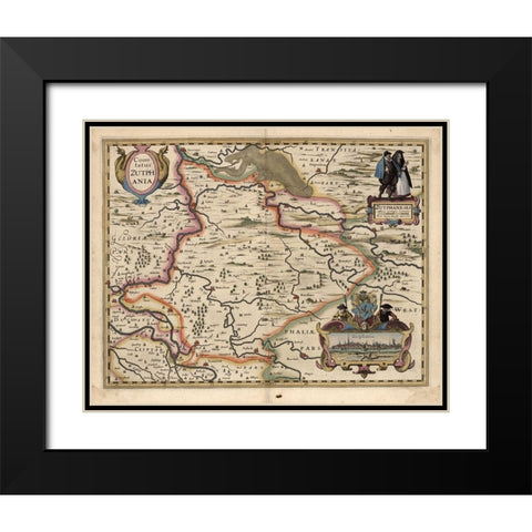 Map of the area around Zutphanis Netherlands Black Modern Wood Framed Art Print with Double Matting by Vintage Maps