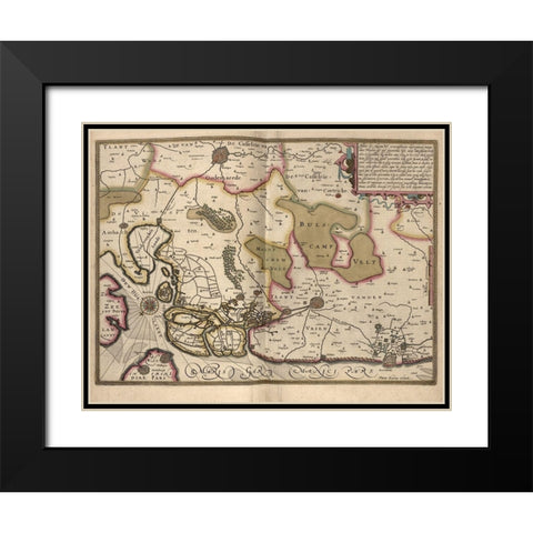 Netherlands Map Zeeland Black Modern Wood Framed Art Print with Double Matting by Vintage Maps