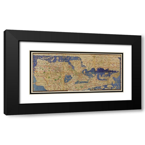 Arabic Map of the Mediterranean Black Modern Wood Framed Art Print with Double Matting by Vintage Maps