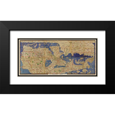 Arabic Map of the Mediterranean Black Modern Wood Framed Art Print with Double Matting by Vintage Maps