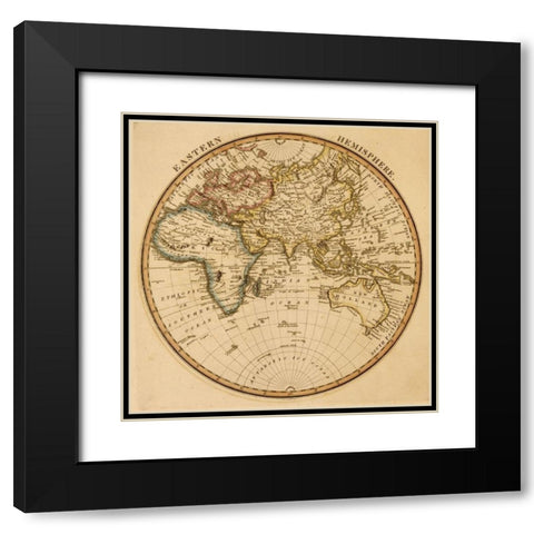 Eastern Hemisphere Black Modern Wood Framed Art Print with Double Matting by Vintage Maps