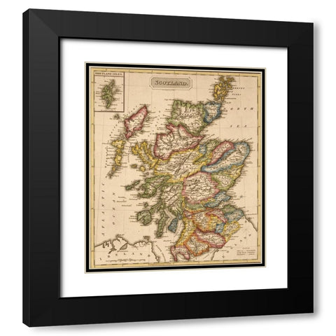 Scotland 1817 Black Modern Wood Framed Art Print with Double Matting by Vintage Maps