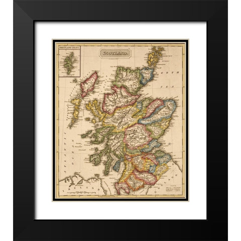 Scotland 1817 Black Modern Wood Framed Art Print with Double Matting by Vintage Maps