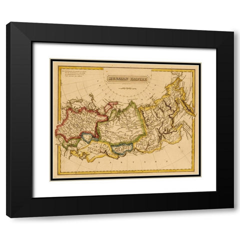 Russian Empire 1817 Black Modern Wood Framed Art Print with Double Matting by Vintage Maps