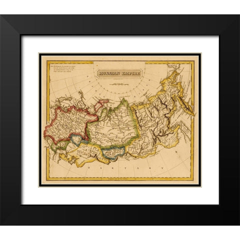 Russian Empire 1817 Black Modern Wood Framed Art Print with Double Matting by Vintage Maps