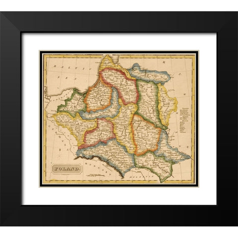 Poland 1817 Black Modern Wood Framed Art Print with Double Matting by Vintage Maps