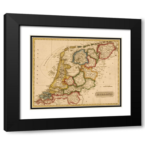 Holland Netherlands 1817 Black Modern Wood Framed Art Print with Double Matting by Vintage Maps