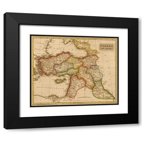 Turkey in Asia Middle East 1817 Black Modern Wood Framed Art Print with Double Matting by Vintage Maps