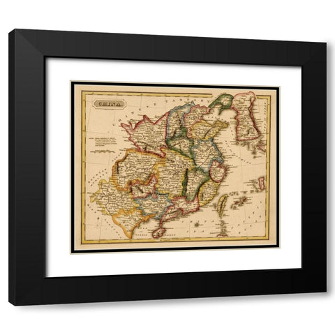 China 1817 Black Modern Wood Framed Art Print with Double Matting by Vintage Maps
