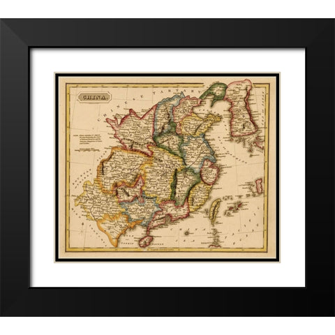 China 1817 Black Modern Wood Framed Art Print with Double Matting by Vintage Maps