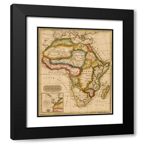 Africa 1817 Black Modern Wood Framed Art Print with Double Matting by Vintage Maps
