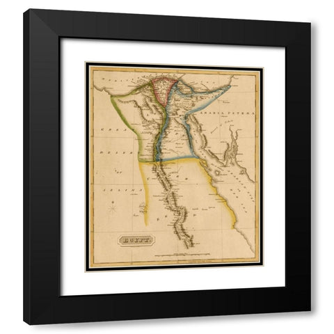 Egypt and the Nile Delta 1817 Black Modern Wood Framed Art Print with Double Matting by Vintage Maps
