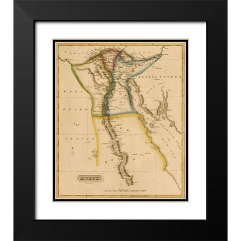Egypt and the Nile Delta 1817 Black Modern Wood Framed Art Print with Double Matting by Vintage Maps