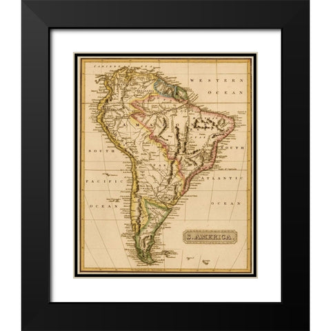 South America 1817 Black Modern Wood Framed Art Print with Double Matting by Vintage Maps