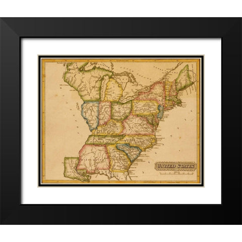 United States 1817 Black Modern Wood Framed Art Print with Double Matting by Vintage Maps