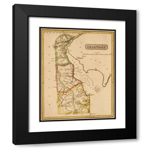 Delaware 1817 Black Modern Wood Framed Art Print with Double Matting by Vintage Maps