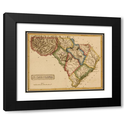 South Carolina 1817 Black Modern Wood Framed Art Print with Double Matting by Vintage Maps