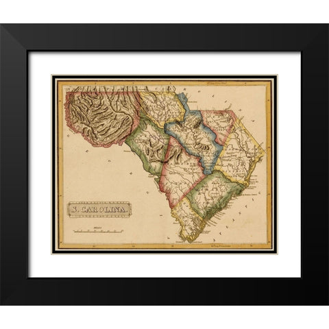 South Carolina 1817 Black Modern Wood Framed Art Print with Double Matting by Vintage Maps
