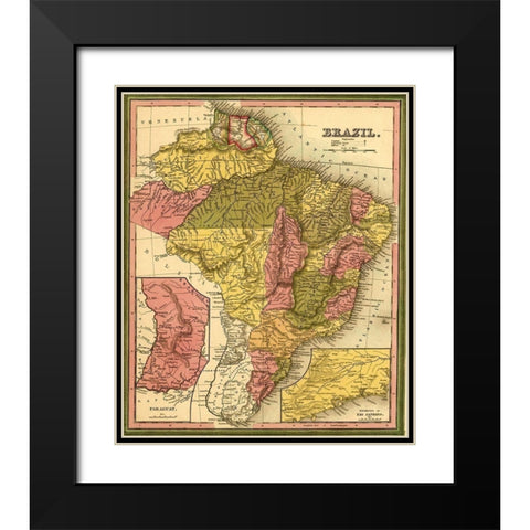 Brazil 1846 Black Modern Wood Framed Art Print with Double Matting by Vintage Maps