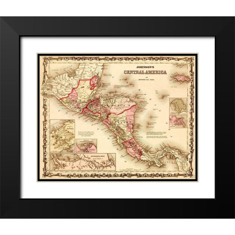 Central America 1862 Black Modern Wood Framed Art Print with Double Matting by Vintage Maps