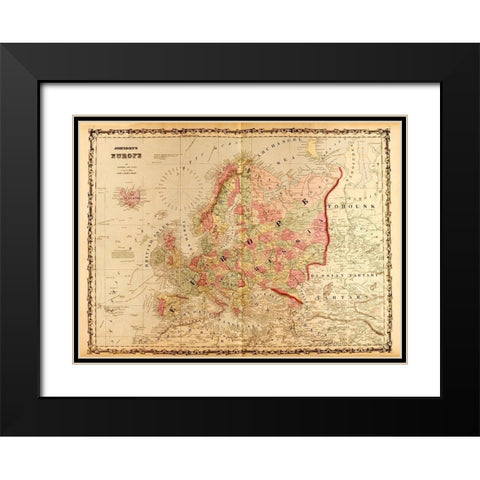 Europe 1862 Black Modern Wood Framed Art Print with Double Matting by Vintage Maps