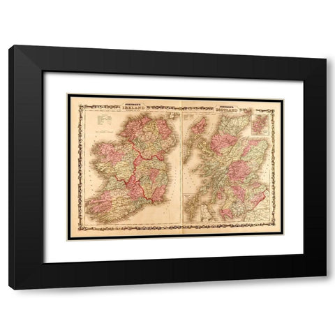 Ireland and Scotland 1862 Black Modern Wood Framed Art Print with Double Matting by Vintage Maps