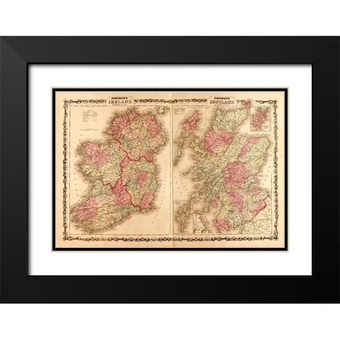 Ireland and Scotland 1862 Black Modern Wood Framed Art Print with Double Matting by Vintage Maps