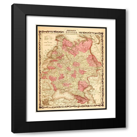 Russia 1862 Black Modern Wood Framed Art Print with Double Matting by Vintage Maps