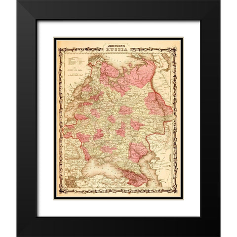 Russia 1862 Black Modern Wood Framed Art Print with Double Matting by Vintage Maps