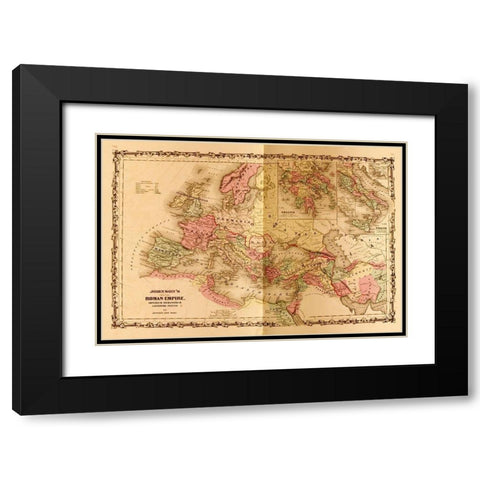 Roman Empire Black Modern Wood Framed Art Print with Double Matting by Vintage Maps