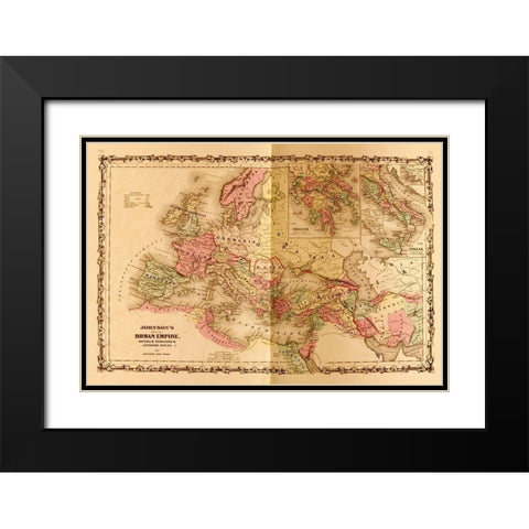 Roman Empire Black Modern Wood Framed Art Print with Double Matting by Vintage Maps