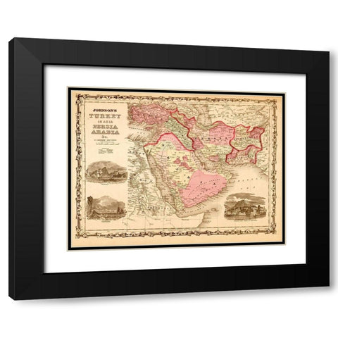 Middle East Turkey Persia and Arabia 1862 Black Modern Wood Framed Art Print with Double Matting by Vintage Maps